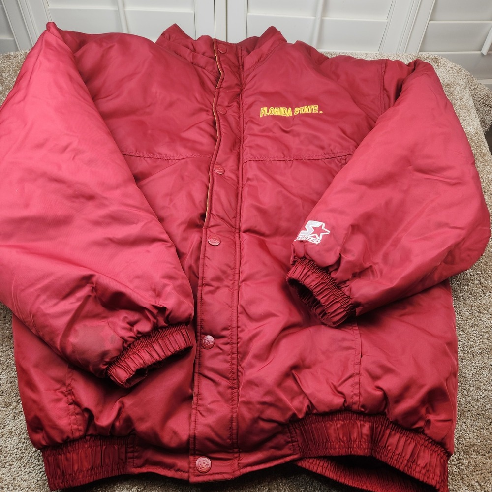 Vintage Starter Florida State Seminoles Puffer Jacket XL Garnet Red 90s NCAA